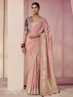 Dusty Pink Dola Viscose Silk Saree